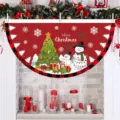 Fächerförmige Weihnachtsflagge mit Schneemann und Baum für Feiertagsdekoration - 37.5x75cm(平面款) / SXQ-003