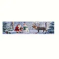 Kerstbanner voor buiten met de kerstman, een sneeuwpop en een rendier in sneeuw - SHF-006 Stijl