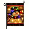 Winter snowman garden flag with LED lights for Christmas outdoor lawn decoration - LED Glowing Snowman (Q-006) / 30x45cm