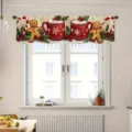 Christmas themed polyester window valance with gingerbread man and red mug design. - 138x45cm / CM-011 (Gingerbread Man & Red Mug)