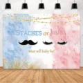 Fondo Staches or Lashes para revelación de género de bebé en rosa y azul acuarela - Estilo Bigote y Pestañas (SBJ-007)