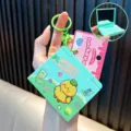 Mint green foldable mirror keychain and phone holder with a cute cartoon duck pattern - Green