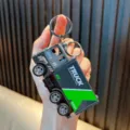 Detailed alloy logistics truck model keychain with pullback action for bag charm - Black