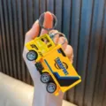 Yellow alloy delivery truck keychain mini transport container model - Yellow