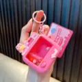 Mini pink claw machine toy keychain with cute cartoon pig charm for stress relief - Pink Claw Machine (Pig Pendant) / Pink