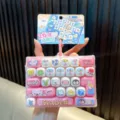 26-key mechanical keyboard fidget toy keychain with cute pink ocean animal theme - Underwater Theme / Pink
