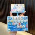 Ocean themed 26-key blue mechanical keyboard fidget toy keychain with cute animal icons - Ocean Theme / Blue
