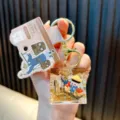 Porte-clés créatif en sable liquide avec motifs de dessins animés YiWu et carte papier - Or