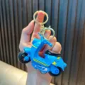 Creative bright blue inertial motorcycle keychain pendant pull-back scooter toy for kids - Blue
