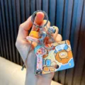 Cute cartoon bear and donut keychain set with nail clipper and ear pick - Donut