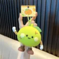 Large cute green lime silicone cartoon fruit character coin purse keychain bag charm - Green Orange