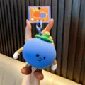 Simpatico portamonete in silicone a forma di mangostano blu e custodia per cuffie - Mangostano Blu
