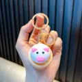 Llavero de pan al vapor de cerdito lindo juguete antiestrés con luz brillante - Pan de Cerdito