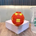 Red and yellow 3D decompression gear ball fidget toy for stress relief and focus - No Keychain / Red