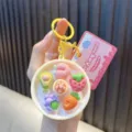 Lindo llavero de descompresión colorido con tema de frutas y postres y dijes 3D - 黄色-水果