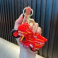 Red pull-back motorcycle toy keychain with rescue markings for backpacks - Rescue Red Style (R650) / Red