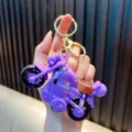 Llavero de moto de fricción morado detallado para niños, regalo divertido y genial - Motocicleta de Retroceso / Púrpura