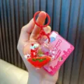 Süßer herzförmiger Acryl-Weihnachtsstrumpf-Ölschlüsselanhänger mit einem roten Ring - Herz