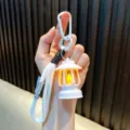 Llavero de mini linterna vintage blanca con luz LED cálida para decoración de bolso chic - Linterna Pequeña Retro / Blanco