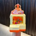 Mini light-up claw machine keychain toy with colorful balls and cute duck design - White Duck Style (趣味带灯夹球机-) / Orange