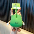 Adorable green onion cartoon character silicone coin purse and keychain charm for bags - Dark Green Green Onion
