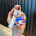 Schattige cartoon voetbal PVC figuur sleutelhanger charme voor tassen en autosleutels - Saffierblauw