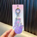 Dreamy purple glitter shell and mermaid tail acrylic keychain with sparkly sequins and beads - Purple