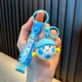 Schattige cartoon voetbal PVC pop sleutelhanger met een blauwe transparante polsband - Blauw