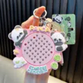 Panda themed pink magnetic drawing board keychain toy with stylus for schoolbags - Pink