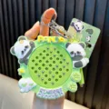 Cute panda-themed magnetic drawing board keychain, a fun stress-relief toy for school bags - Green