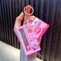Creative pink manual gearbox sound-making keychain toy with cute cartoon animal designs - Pink
