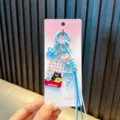 Colgante de gato azul para móvil con flor y cordón trenzado - Gato de día laboral / Azul