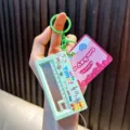 Creative musical duck toy keychain in mint green with functional buttons and cute card - Green