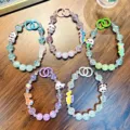 Chaînes de téléphone et porte-clés en perles panda en cristal colorées pour filles - Bracelet en Perles Panda / Bracelet en Perles Panda (1 Pièce)