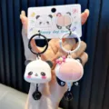 Ensemble de porte-clés panda mignon avec visages et queues et petites cloches noires - Boucle Paire Tête Panda / Boucle Paire Tête Panda (1 Paire)