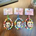 Pendentif de téléphone panda en perles fait main et porte-clés avec perles irisées colorées - Panda Pabe Galvanisé Perlé / Panda Pabe Galvanisé Perlé (1 Pièce)