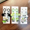 Jolies chaînes de téléphone panda perlées et porte-clés avec pompons en trois couleurs - Pendentif Panda à Double Fermoir / Pendentif Boucle Paire Panda (1 Paire Aléatoire)