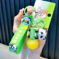 Glowing panda bulb keychain in vibrant green with LED light and soft wrist strap - Panda Light Bulb / Green