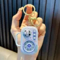 Cute purple panda voice recorder toy keychain with electronic voice changer feature - Blue Recorder