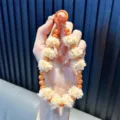 Dragonne de téléphone perlée orange et pompon jaune mignon avec fermoir mousqueton - Avec Joint / Orange