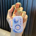 Portable mini electronic recorder keychain toy in purple with cute animal cat design - Purple Tape Recorder