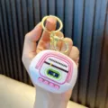 Pink retro cassette recorder toy keychain with electronic voice changer for bag decoration - White Rice Cooker Voice Recorder