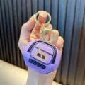 Purple retro recorder shaped keychain with electronic voice-changing toy feature for bags. - Purple Rice Cooker Voice Recorder