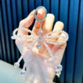 Funkelnder, schillernder Perlen-Schmetterling-Anhänger für Handys oder Luxus-Handtaschen - Funkelnder Schleifen-Anhänger (Mit Dichtung) / Rosa