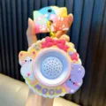 Cartoon cat voice recorder keychain speaker toy with MEOW text in pastel colors. - Cat Megaphone / Yellow