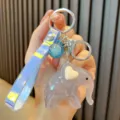 Cute jelly color acrylic elephant keychain with holographic strap and heart detail - Gray