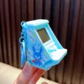 Mini arcade machine keychain electronic handheld Tetris puzzle game toy for kids - Blue