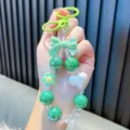 Charming green beaded keychain with bow and heart accents for phone or bag decoration - Green (Without Gasket)
