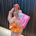 Exquis porte-clés poisson-clown en forme de coquille avec huile et paillettes pour filles - Orange