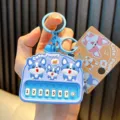 Miniature blue puppy cartoon toy piano keychain with numbered music keys for schoolbag - Shiba Inu Piano / Blue